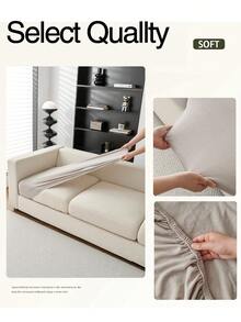 1pc All-Season Jacquard Chenille Anti-Slip Sofa Seat Cushion Cover, Minimalist Modern Soft & Skin-Friendly Pet-Proof Elastic Sofa Slipcover, Spring/Autumn Anti-Scratch Sofa Pad Fit For L-Shaped Combination Sofa And 1/2/3/4 Seater Sofa (Single Piece Sold) - Moon Gray - View 9