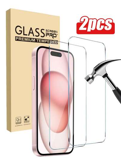 2pcs 9H Hardness Tempered Glass Screen Protector, Transparent Anti-Scratch Anti-Shock Anti-Water, Suitable For IPhone11/12/13/14pro Max/15pro Max/16/16pro/16plus/16pro Max/16e/17/17 Air/17 Pro/17 Pro Max