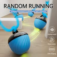 1pc Interactive Smart Dog Ball Toy, Durable Exercise Ball, USB Rechargeable, Tail Rope Movable Ball With Light & Barking Sound, Indoor Pet Rolling Game, Suitable For Medium & Small Dogs, Relieve Boredom & Stimulate Chewing Interest, Random Color - Multicolor - View 5