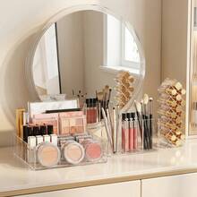 3pcs Transparent Acrylic Makeup Organizer, Space-Saving Eyeshadow Palette, Lipstick, Eyebrow Pencil, Brush Holder Countertop Cosmetic Storage Box - Multicolor - View 12