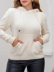 Women's Mousse Sweatshirt With Hood, Long Sleeves, Winter 3RD SD3024 - White - View 2