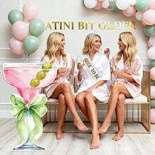 Lawnldyll 4ft Large Pink Martini Bow Cardboard Cutout A Tini Bit Older Birthday Cutout Stand Pink Margarita Backdrop Decorations For Women Coquette Bachelorette Bridal Shower Cocktail Party Decor - 粉色 - 查看 7