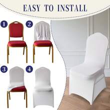 BIGTONE 30/50/100 Pack Of Elastic Spandex Chair Covers, Machine Washable At Low Temperature, Reusable, Suitable For Wedding Banquets, Catering Services, Holiday Gatherings And Events, Etc., General Catering Decorations, Elastic Chair Covers, Excellent Quality. - trắng - Xem 7