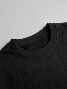 GRDR Camiseta casual holgada de manga corta y cuello redondo con estampado de calavera y texto en estilo death metal negro y blanco para hombre, primavera/verano - Negro - Ver 4