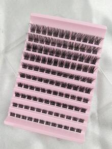 120片独立簇状假睫毛，带镊子，柔软自然，D型卷翘，长度8-16毫米混合，DIY嫁接睫毛，蓬松轻盈，分段嫁接假睫毛，送给女性和女孩的好礼物 - D - 查看 3