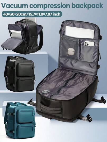 真空背包，男士旅行真空压缩背包，大容量多功能背包，女士可压缩真空密封背包，行李背包，真空压缩空气旅行袋，手提行李袋，防水户外旅行收纳背包，男女通用，高中生和大学生书包，通勤上班