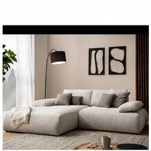 DOMO Ecksofa »Bela<<, Longchair links - Hellgrau - Übersicht 1