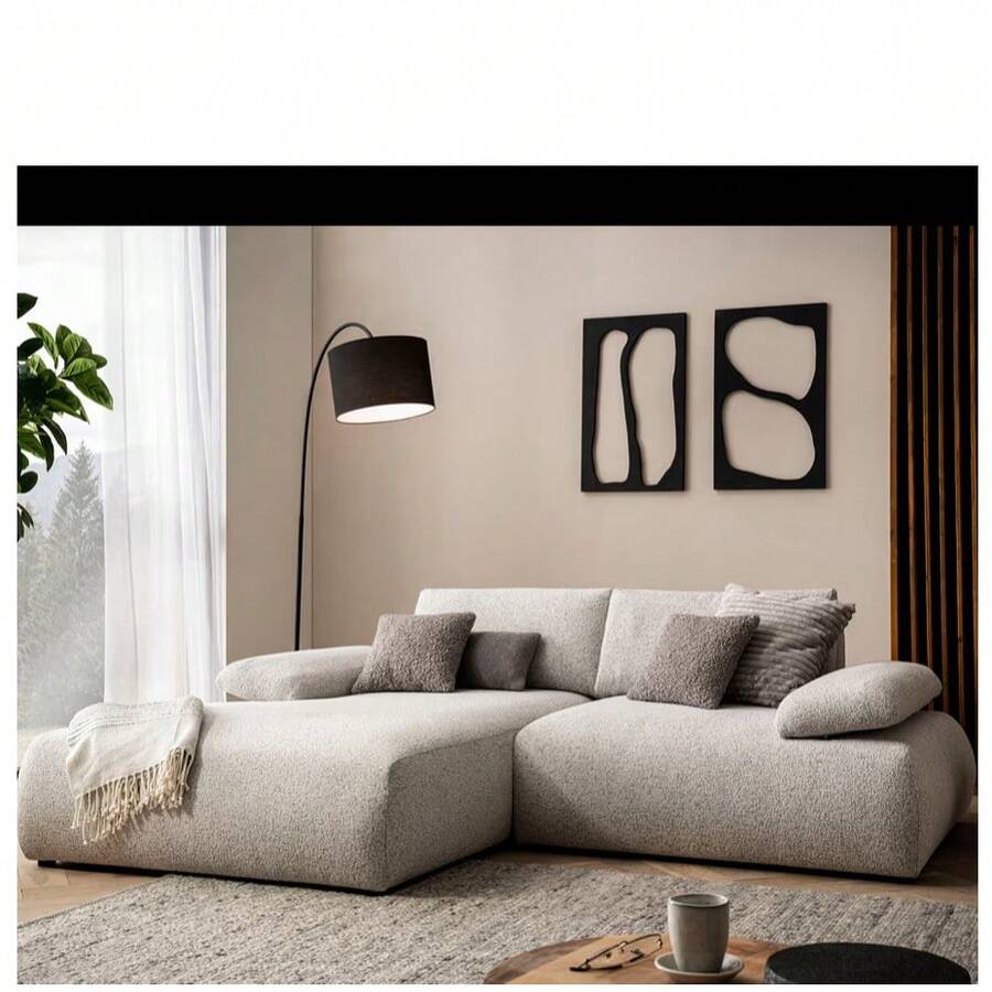 DOMO Ecksofa »Bela<<, Longchair links - Hellgrau - Übersicht 1