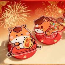 1pc 2026 Cartoon Red Horse & Capybara MagSafe Magnetic Phone Holder, Strong Suction, Adjustable Desktop Air Cushion - Multicolor - View 3