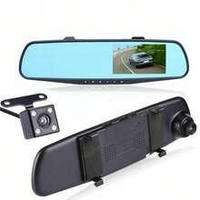 4.19" Dual Lens HD Dash Cam, Front & Rear Dual Cameras, Wide Angle Night Vision, Easy Installation, Rearview Mirror Reverse Assist, 150mAh Battery - 2 Camera - View 12