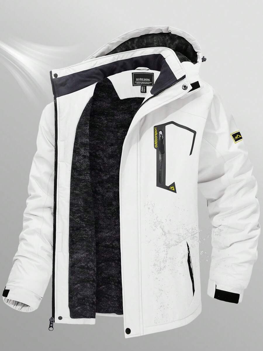 KEFITEVD Men's Winter Skiing Jackets Water Resistant Fleece Coats Insulated Thermal Snowboard Jacket Parka Raincoat With Hood