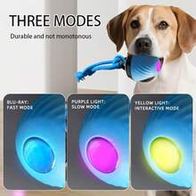 1pc Interactive Smart Dog Ball Toy, Durable Exercise Ball, USB Rechargeable, Tail Rope Movable Ball With Light & Barking Sound, Indoor Pet Rolling Game, Suitable For Medium & Small Dogs, Relieve Boredom & Stimulate Chewing Interest, Random Color - Multicolor - View 9