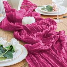 1pc Sage Green Cheese Cloth Boho Farmhouse Gauze Table Runner, 10ft (Approx. 300cm) Cheese Cloth Table Decor, Suitable For Weddings, Parties, Baby Showers, Home Decor, Great For Weddings, Baby Showers, Bridal Showers, Valentine's Day, Thanksgiving, Christmas, New Year, Tea Parties, Anniversaries, Holidays And Other Special Events - Rose Red - View 5