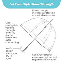 Totes Adult Clear Bubble Umbrella With Dome Canopy And Lightweight Wind And Rain Protection - SignatureDots - Xem 3