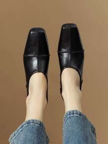 Fall/Winter Women Chunky Heel Fashionable Versatile Elegant High Heels, Elegant, Loafers - Black - View 9