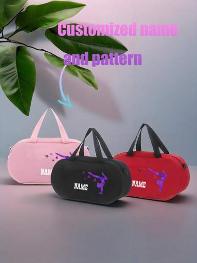 Personalized Solid Color Travel Bag, Zipper Closure Outdoor Travel Bag, Customizable With Your Name In Multiple Fonts, Large Capacity, Can Be Used As A Shoulder Bag Or Travel Bag, Suitable For Everyday Use, Or As A Gift For Friends And Family.