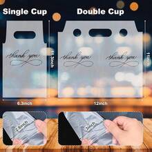 1000 Count Handle DrinFKing Poly Bags, Thank You Clear Plastic Packaging Drinks Bags Drink Carrier With Handle Cup Carriers For Drinks Beverage Coffee Restaurant Bar, Hold 1 And 2 Cups - 1000 chiếc - Xem 3