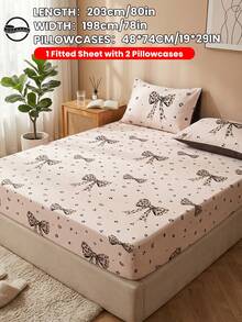 2/3件套时尚蝴蝶结床上用品套装，包含床垫保护套，柔软蓬松，透气防皱，采用深口袋设计，抗起球，弹性舒适，静音防滑，适用于各种床型，适合家居/宿舍/卧室装饰，可机洗，亲肤，四季皆宜，易于打理 - 彩色 - 查看 24