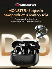 MONSTER D08 优雅商务蓝牙耳机，蓝牙 6.0 立体环绕声，高清音乐，游戏，降噪，超长续航，适用于智能手机、电脑的无线耳塞，节日礼物 - 黑色 - 查看 2