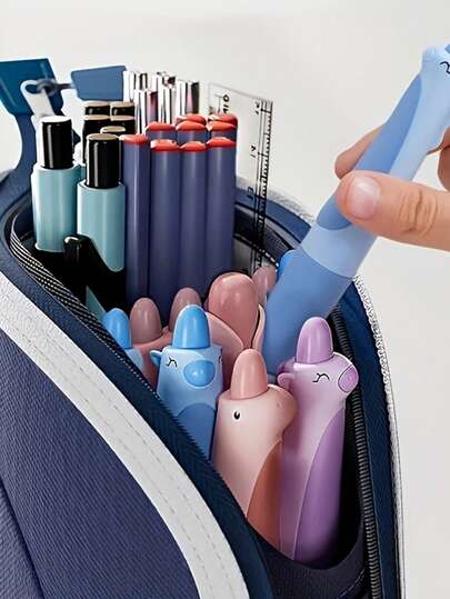 2-In-1 Elastic Oxford Cloth Pencil Case - Convertible Upright Pencil Holder And Desktop Organizer Box. This Multi-Functional Large Capacity Dual-Use Upright Pencil Holder Is A Minimalist Designed Student Pencil Case.