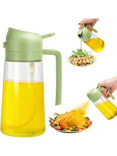 1pc 16oz/470ml Glass Olive Oil Sprayer For Cooking - 2 In 1 Olive Oil Dispenser For Kitchen Gadgets, Air Fryer, Salad, And BBQ