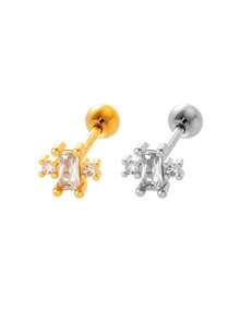 Toppiercing 1件 时尚创意铜锆几何不锈钢耳骨穿孔耳环 - 彩色 - 查看 4