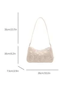 Túi đeo vai dây xích đa năng thời trang mới, túi xách tay dưới cánh tay dành cho nữ. - trắng - Xem 5