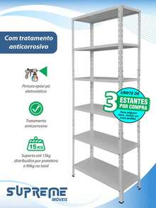 6-Shelf Adjustable Steel Shelf 30x67cm Multipurpose, Various Colors - 灰色 - 查看 3