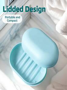 1pc/3pcs Set Minimalist Travel Soap Dish With Cover And Drainage Holes, Creative Household Bathroom Soap Holder Storage Box - Multicolor - View 3