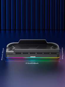 2 Multifunctional RGB Game Console Cooling Stand, Smart Temperature Control Dual Turbine Fans, 6 Game Card Slots. Efficient Silent Cooling System, 3-Speed Adjustment (Up To 4000RPM), Effectively Prevents Overheating And Extends Battery Life. Equipped With Smart Sensing Technology, Automatically Starts With Console Power On And Stops With Power Off. - Multicolor - View 9