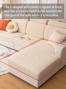 1pc Modern Minimalist Plush Sofa Slipcover, Non-Slip Durable Elastic Cover, Machine Washable Pet-Friendly, Suitable For Living Room & Bedroom, All Seasons - Snow Bud - Beige - View 8