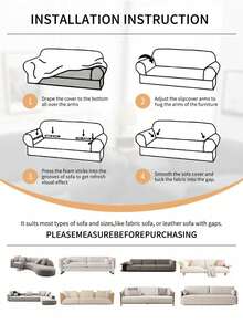 1pc Solid Color Sofa Cover, Elasticity Sofa Protector, Style Anti-Slip Design, Soft, Comfortable And Breathable, All Size, Suitable For All Seasons And Theme, Washable Sofa Cushion Cover - Grey - View 4