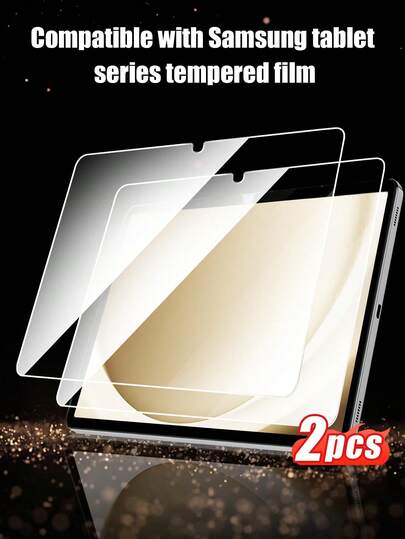 2片装高清钢化玻璃屏幕保护膜，兼容三星平板电脑等。防刮擦。