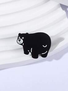 1Pc Fun Black Bear Enamel Pins Polar Bear Brooches Lapel Badges Cute Cartoon Animal Jewelry Gift For Friends - Black - View 8