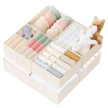 Oaoleer 10 Pack Criusia Drawer Organizer Clothes, Dresser Organizer For Baby Clothes, Underwear, Sock- Foldable Closet Organization And Storage Dividers Bins For Nursery, Bedroom - 米色 - 查看 12