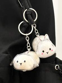 1pc Cute Transparent Rabbit Fur Storage Box, Rabbit Fur Collection, Pet Hair Memorabilia, Keychain Pendant, Pet Lover Creative Memorial Gift, Anime Keychain, Women's Keychain, Car Keychain, Halloween Gift, Christmas Gift Gifts For Mother, Father, Graduation, And Teacher - Multicolor - View 3