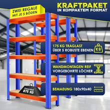 Garage Storage Racks - برتقالي/أزرق - 875 كجم - مشاهدة 7