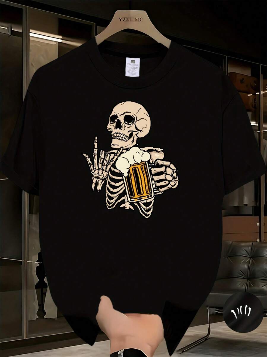 Essential Black Skull Graphic Short-sleeve T-shirt - Negro - Ver 1