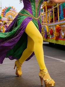 1 Pair Women's Bright Yellow Tights, Elastic Skinny Fleece Lined Stirrup Leggings For Spring & Autumn - Yellow - View 6