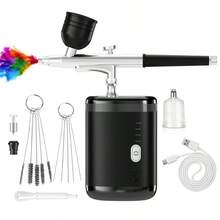 Auto Handheld Airbrush Gun, Airbrush Set Portable Air Brush With 0.3mm Nozzle And Replaceable Water Tank, 3 Levels Pressure, Stable Spraying For Nail Art, Makeup, Painting And Cake Decorating - 黑色 - 查看 8