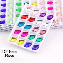 9*14mm, 20pcs/Pack, Flat Bottom Double Hole Exquisite Glass Rhinestones, Axe Shape, For Sewing Wedding Dresses, Handbags, Shoes Decoration, Jewelry Making Accessories - 9*14mm - View 8