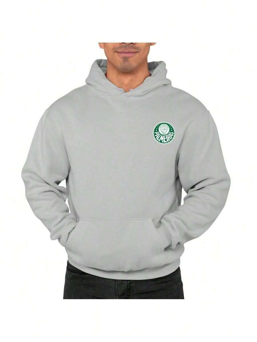 Moletom Canguru Time Verdão Lançamento Com Capuz Unissex Inverno Blusa de Frio Casaco Cores Novas - Cinza - Visão 1