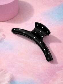 3个/1个女士豹纹镂空新月形发夹，黑色纯色，红色波点，时尚优雅，简约风格，纯色发爪，适合日常佩戴、休闲、通勤 - 黑色、豹纹、巧克力色可选 - 彩色 - 查看 8