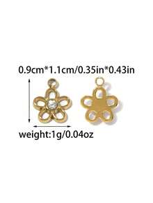 3pcs/Pack 304 Stainless Steel Multi-Element Compact Chic Rhinestone Hollow Design Pendant Accessories - Gold - View 7