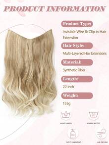 Invisible Wire Hair Extensions Long Wavy Layered Synthetic Hair Extensions With Transparent Wire Adjustable Size 4 Secure Clips For Women Daily Wear - Multicolor - View 2