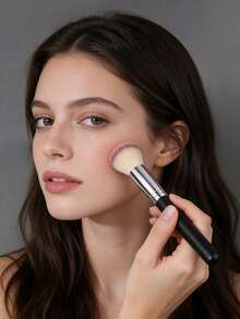 1支旅行便携平头化妆刷 - 散粉刷/腮红刷/修容刷/遮瑕刷/定妆刷，多功能，强力抓粉，化妆工具 - 黑色 - 查看 7