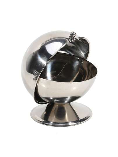 Stainless Steel Coffee Sugar Bowl With Lid, Spherical Kitchen Seasoning Jar