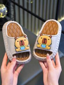 Kids' Cute Capybara Indoor Slippers, Soft Bottom Toddler Boys' Summer Sandals - Khaki - View 3