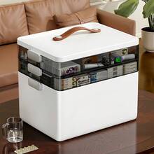 Caja de medicina familiar de 3 capas - Gran capacidad, multicapa, sellada, reforzada, con ventana transparente - Perfecta para el almacenamiento de medicamentos en el hogar y dormitorio - Blanco - Ver 11