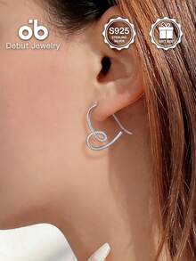 一对S925纯银心形耳环，低过敏性，经典设计，高品质珠宝礼品，适合日常佩戴和派对场合，情人节礼物，附赠礼盒 - 心形耳環 - 查看 8